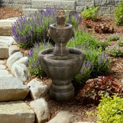Nature Spring 2-tier Outdoor Water Fountain, Lion Head with Natural Looking Stone and Sound, Patio, Lawn, Garden 673213SPO
